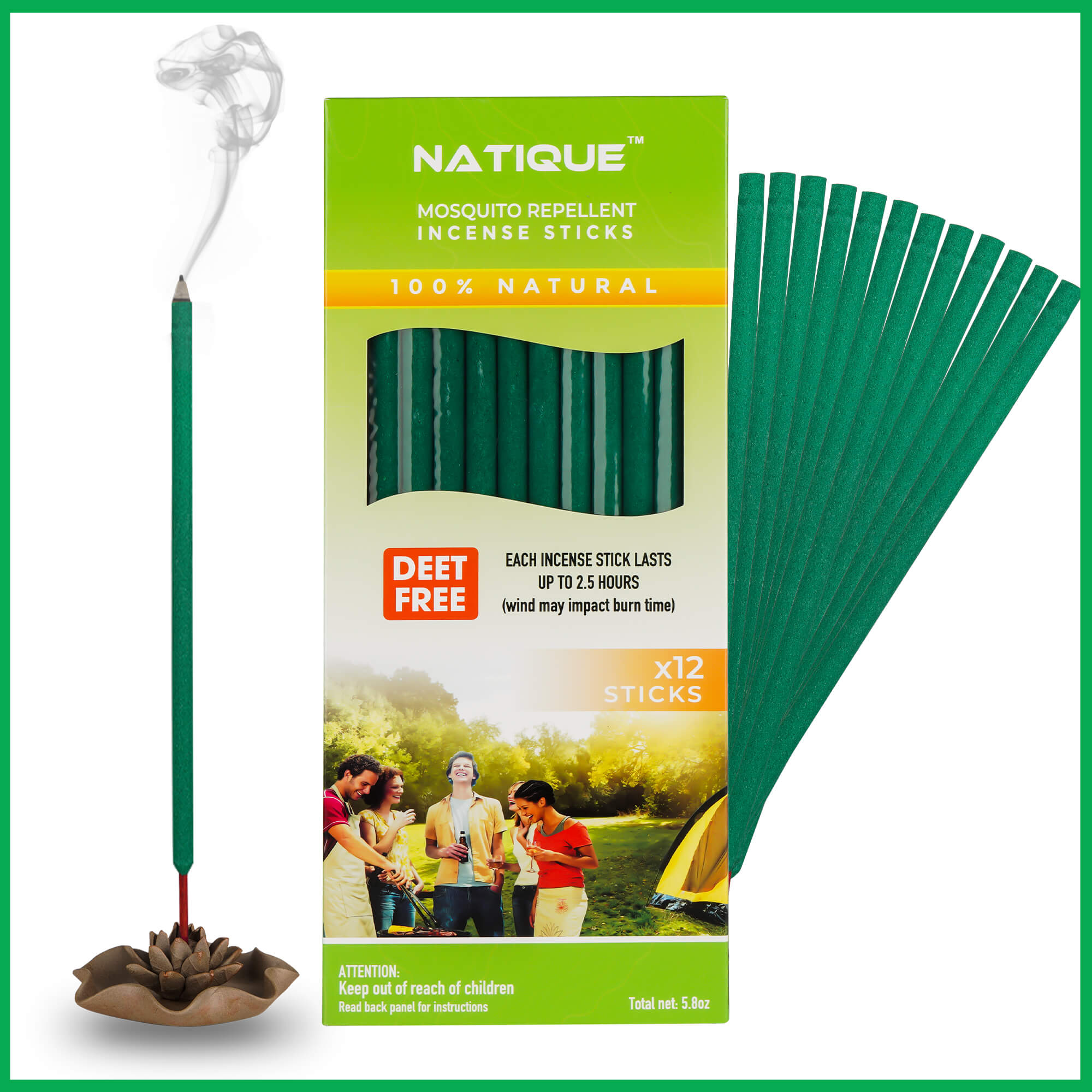 Natique Citronella Outdoor Incense Sticks - Mosquito and Bug Repellent
